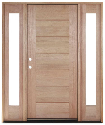 Puerta exterior de caoba de 5 pies 9 pulgadas x 6 pies 8 pulgadas con líneas horizontales y laterales