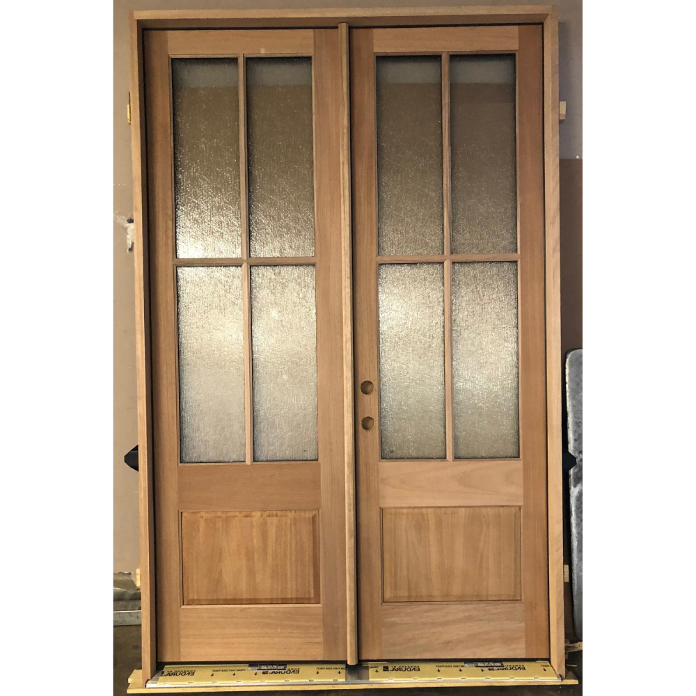5/0x8/0 Exterior Mahogany Prehung Double Door | 4 Lite