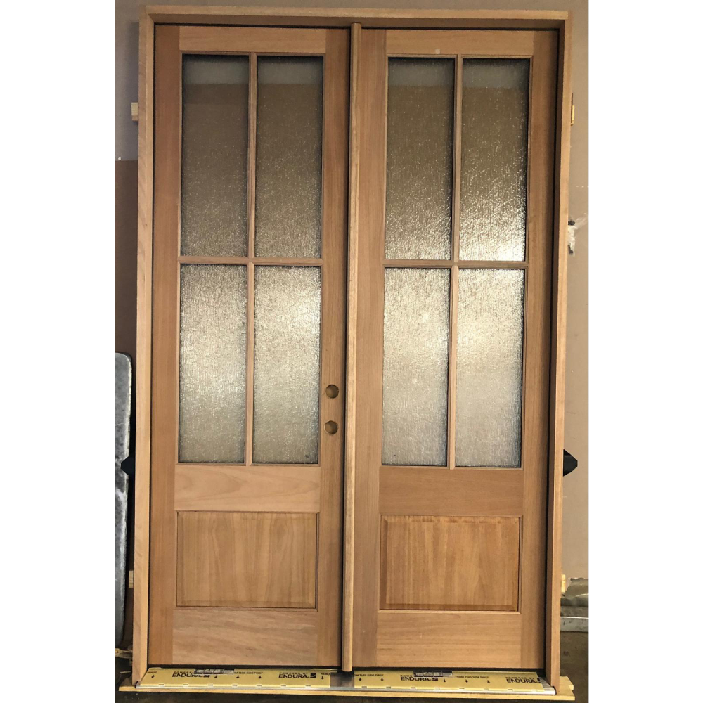 5/0x8/0 Exterior Mahogany Prehung Double Door | 4 Lite
