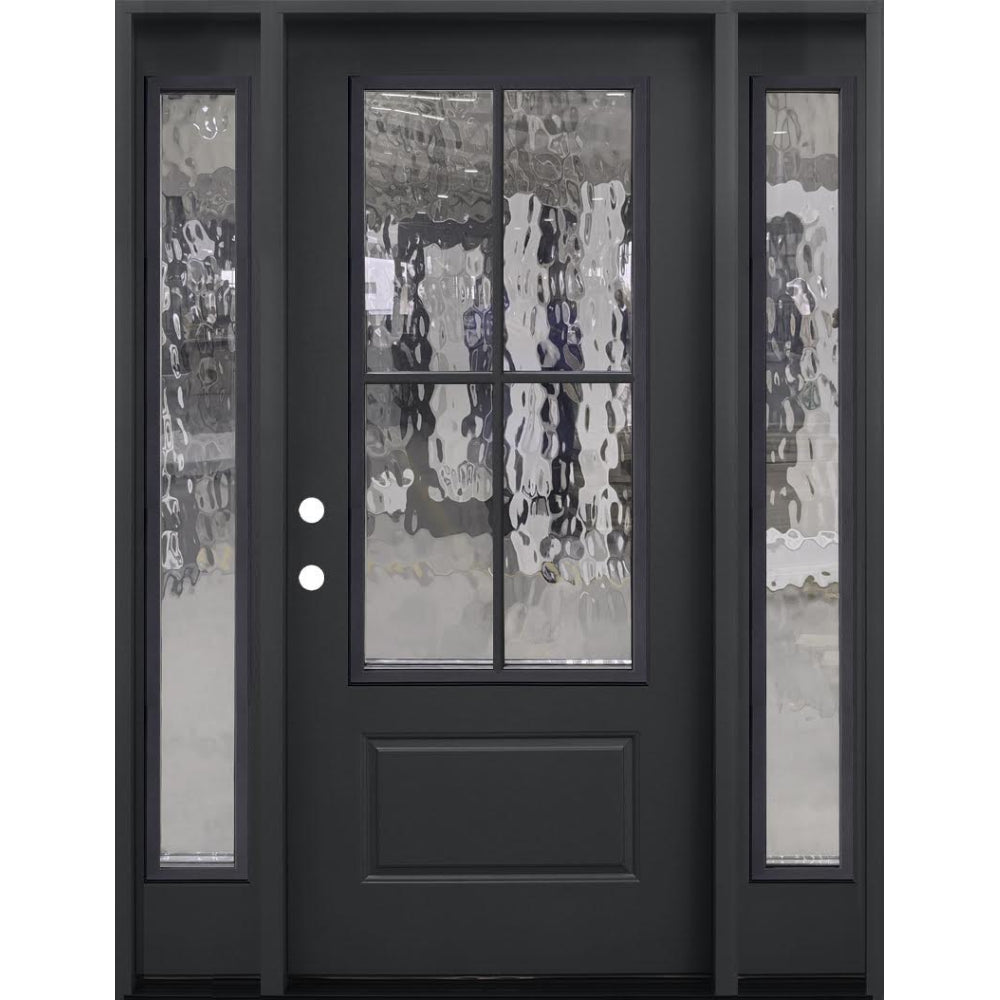5/3x6/8 Prehung 4 Lite Fiberglass Door With Sidelites in Black