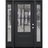 5/3x6/8 Prehung 4 Lite Fiberglass Door With Sidelites in Black