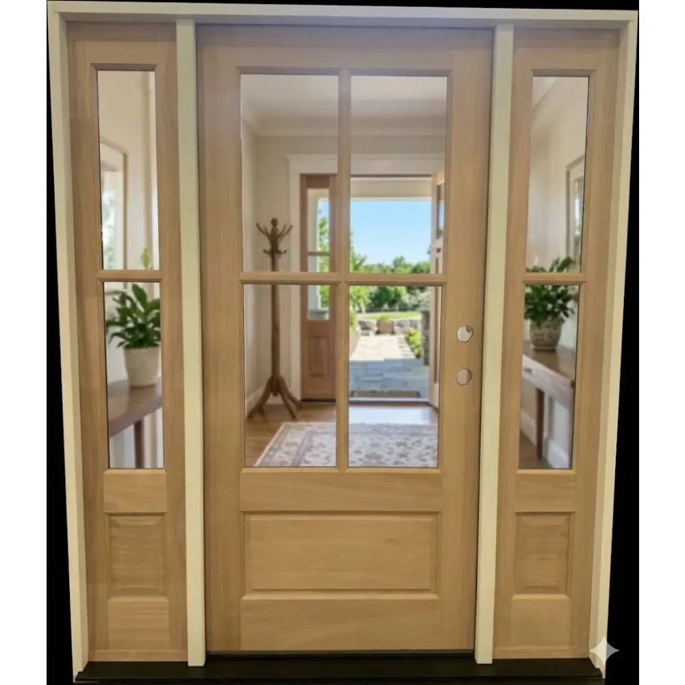 5/9x6/8 Exterior Mahogany Door 3/4 4 Lite with Sidelights