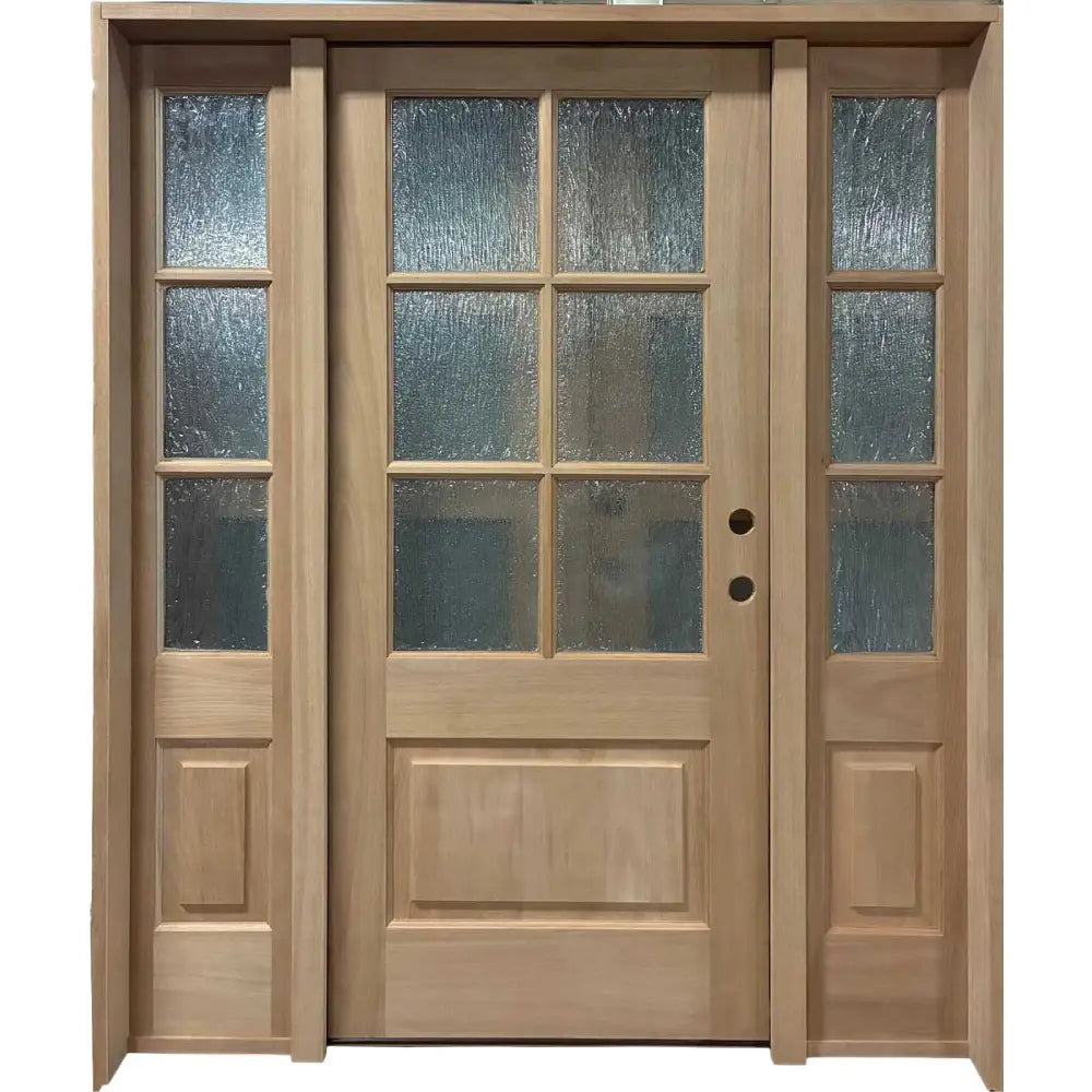5/9x6/8 Exterior Mahogany Door 6 Lites Without Moulding with Sidelights