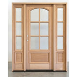 5/9x6/8 Exterior Mahogany Door Arched 6 Lite with Sidelights