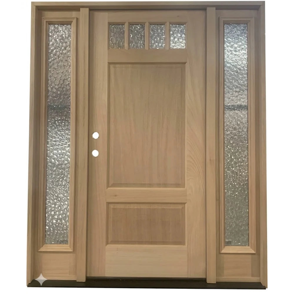 5/9x6/8 Exterior Mahogany Prehung Door | 1/7 4 Lite Glass with Sidelights