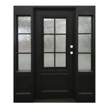5/9x6/8 Wrought Iron 6 Lite Prehung Front Door With Sidelites