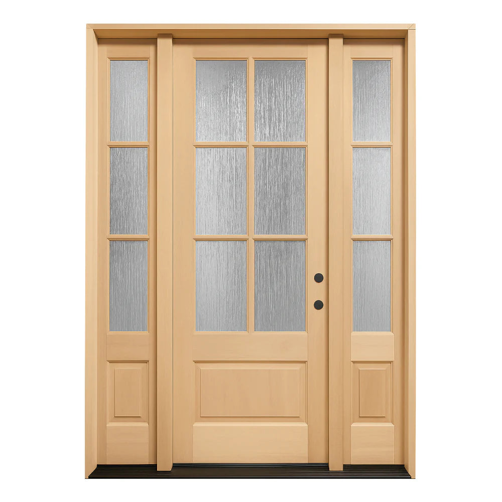 5/9x8/0 Exterior Mahogany Door 6 Lite with Sidelights with Panolock Multipoint Set