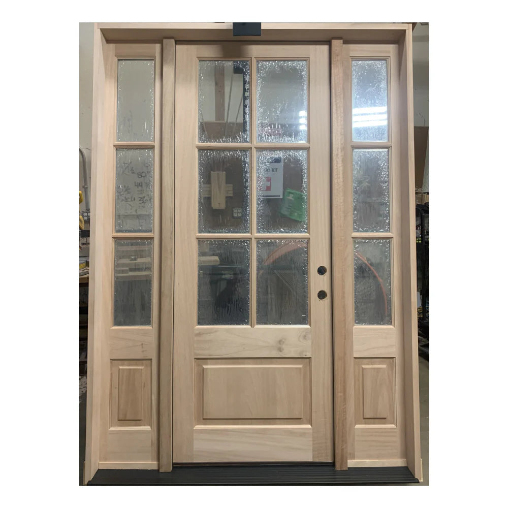 5/9x8/0 Exterior Mahogany Door 6 Lite with Sidelights with Panolock Multipoint Set