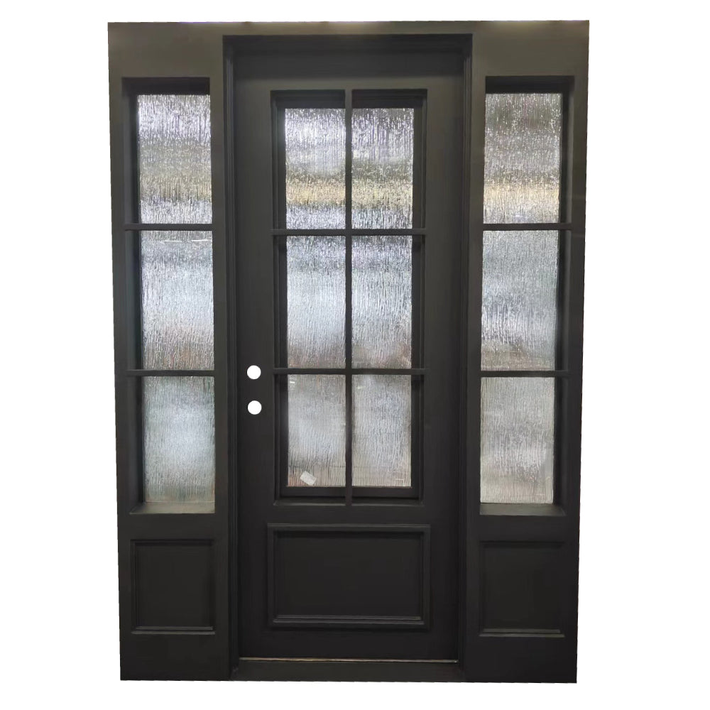 5/9x8/0 Square Exterior Wrought Iron Prehung Door with Sidelites