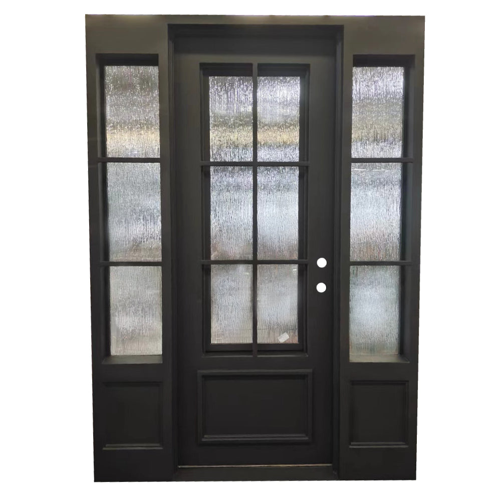 5/9x8/0 Square Exterior Wrought Iron Prehung Door with Sidelites