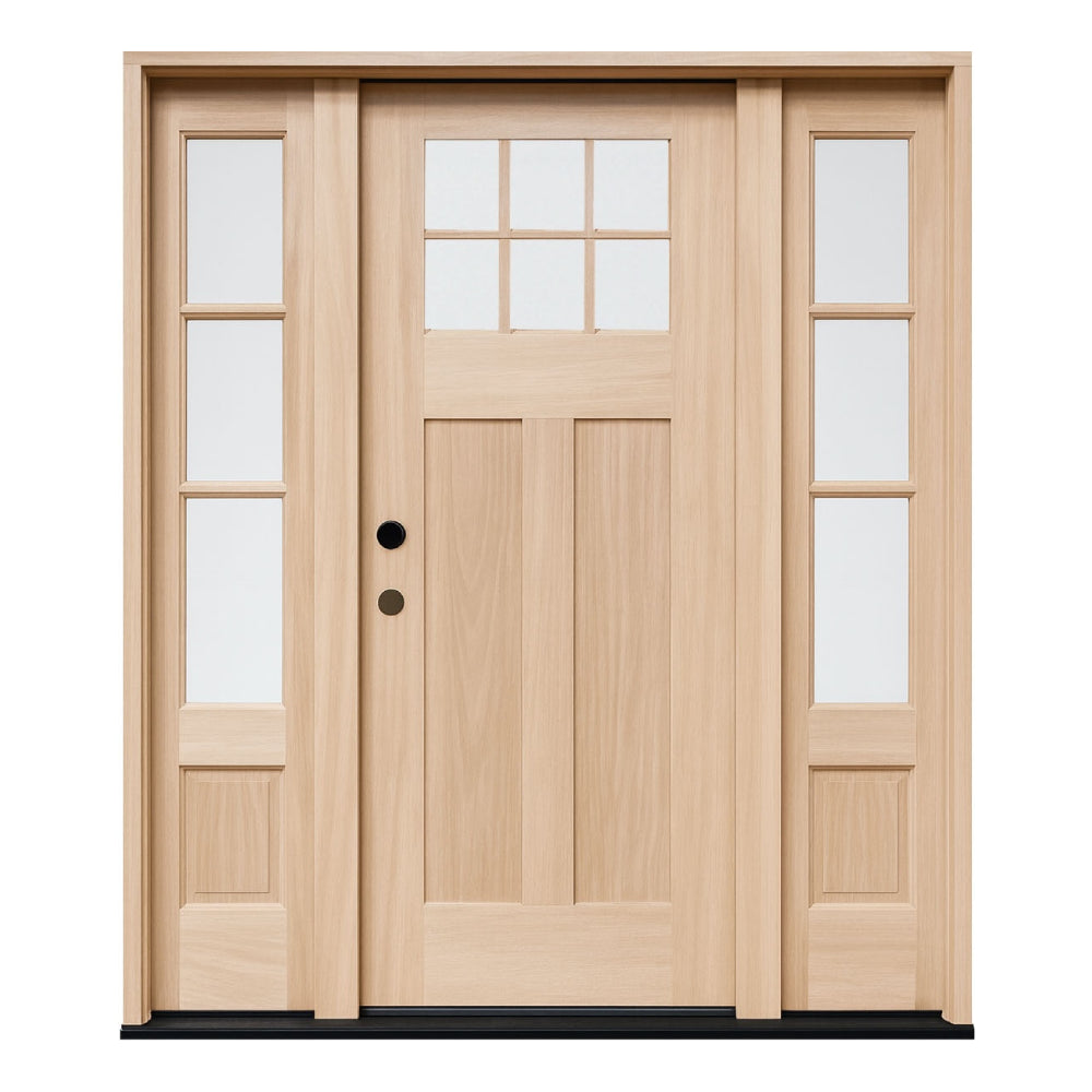 5 ft. 9 in. x 6 ft. 8 in. Exterior Mahogany 6 Lite Craftsman Door with Sidelites