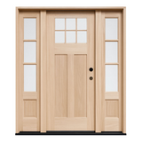 5 ft. 9 in. x 6 ft. 8 in. Exterior Mahogany 6 Lite Craftsman Door with Sidelites