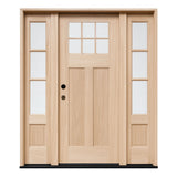 5 ft. 9 in. x 6 ft. 8 in. Exterior Mahogany 6 Lite Craftsman Door with Sidelites