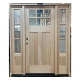 5 ft. 9 in. x 6 ft. 8 in. Exterior Mahogany 6 Lite Craftsman Door with Sidelites
