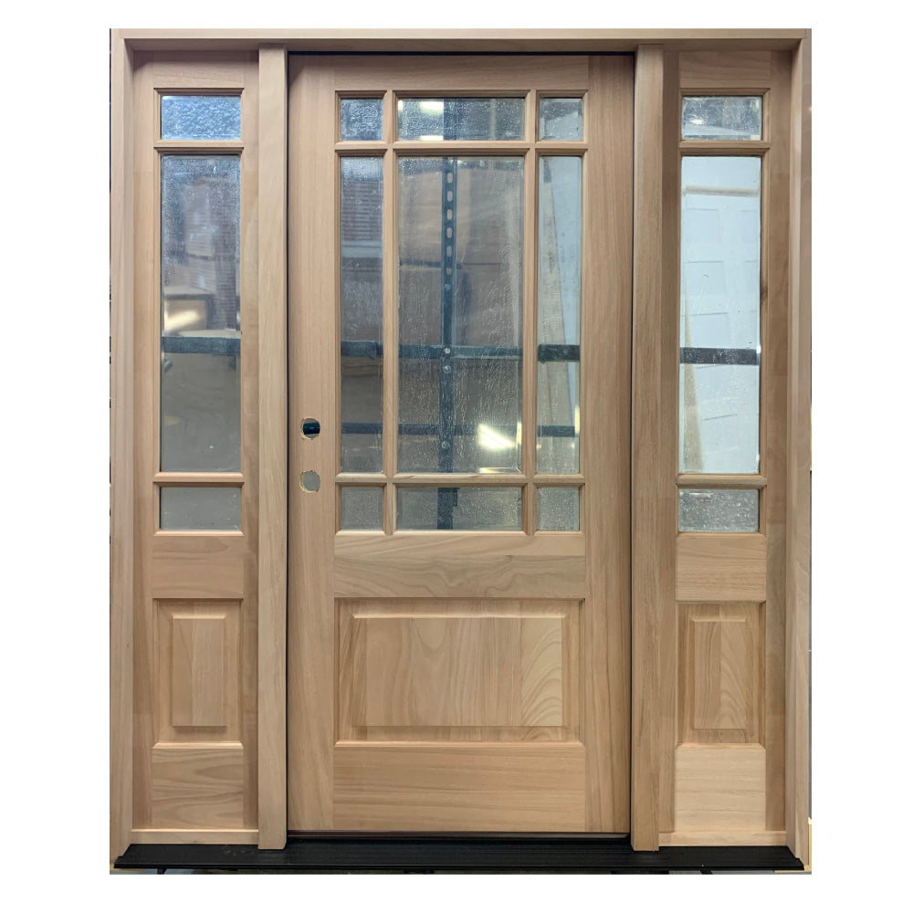 5 ft. 9 in. x 6 ft. 8 in.  Exterior Mahogany 9 Lite Marginal Prairie Door with Sidelites