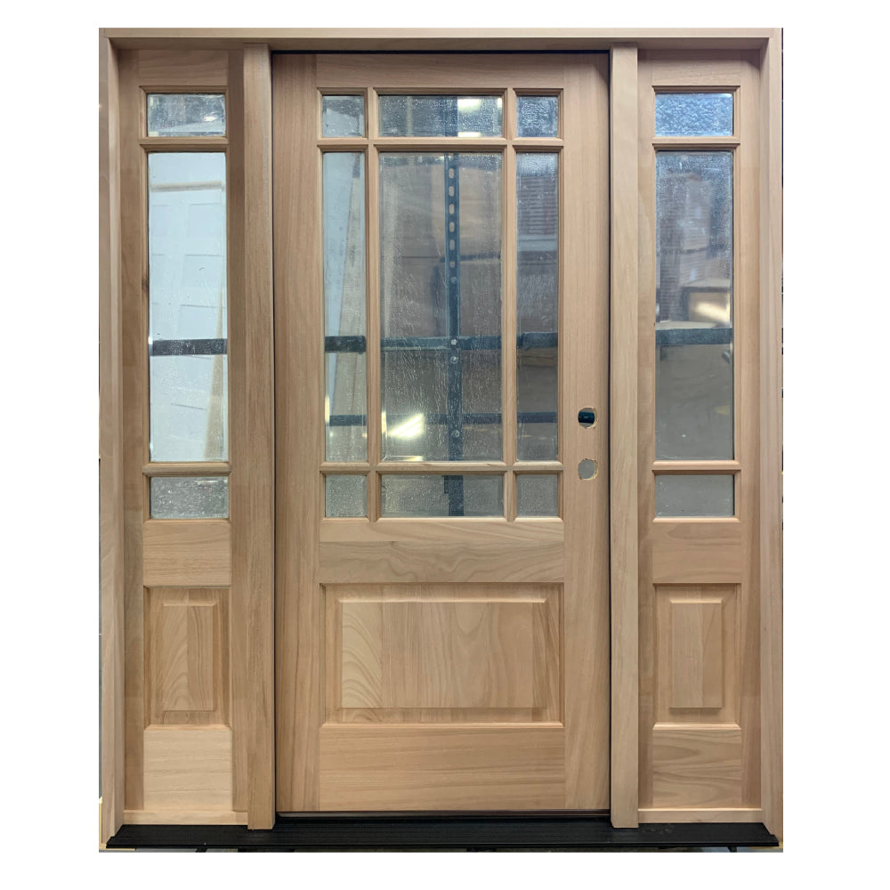 5 ft. 9 in. x 6 ft. 8 in.  Exterior Mahogany 9 Lite Marginal Prairie Door with Sidelites