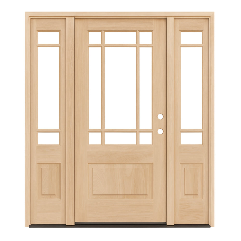 5 ft. 9 in. x 6 ft. 8 in.  Exterior Mahogany 9 Lite Marginal Prairie Door with Sidelites