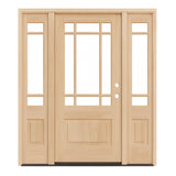 5 ft. 9 in. x 6 ft. 8 in.  Exterior Mahogany 9 Lite Marginal Prairie Door with Sidelites