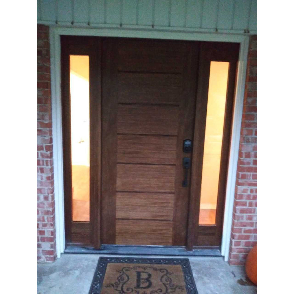 5 ft. 9 in. x 6 ft. 8 in. Exterior Mahogany Door Horizontal Lines with Sidelites