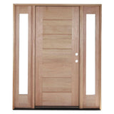 5 ft. 9 in. x 6 ft. 8 in. Exterior Mahogany Door Horizontal Lines with Sidelites