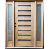 5 ft. 9 in. x 6 ft. 8 in. Exterior Mahogany Door Modern 8 Lite with Sidelites