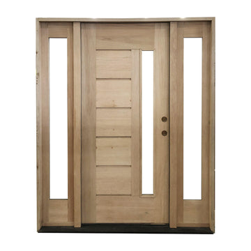 5 ft. 9 in. x 6 ft. 8 in. Mahogany Prehung Front Door  One Line Glass with Two Sidelites