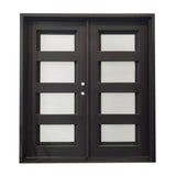 6/0x6/8 4 Lite Exterior Wrought Iron Prehung Double Door