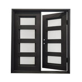 6/0x6/8 4 Lite Exterior Wrought Iron Prehung Double Door