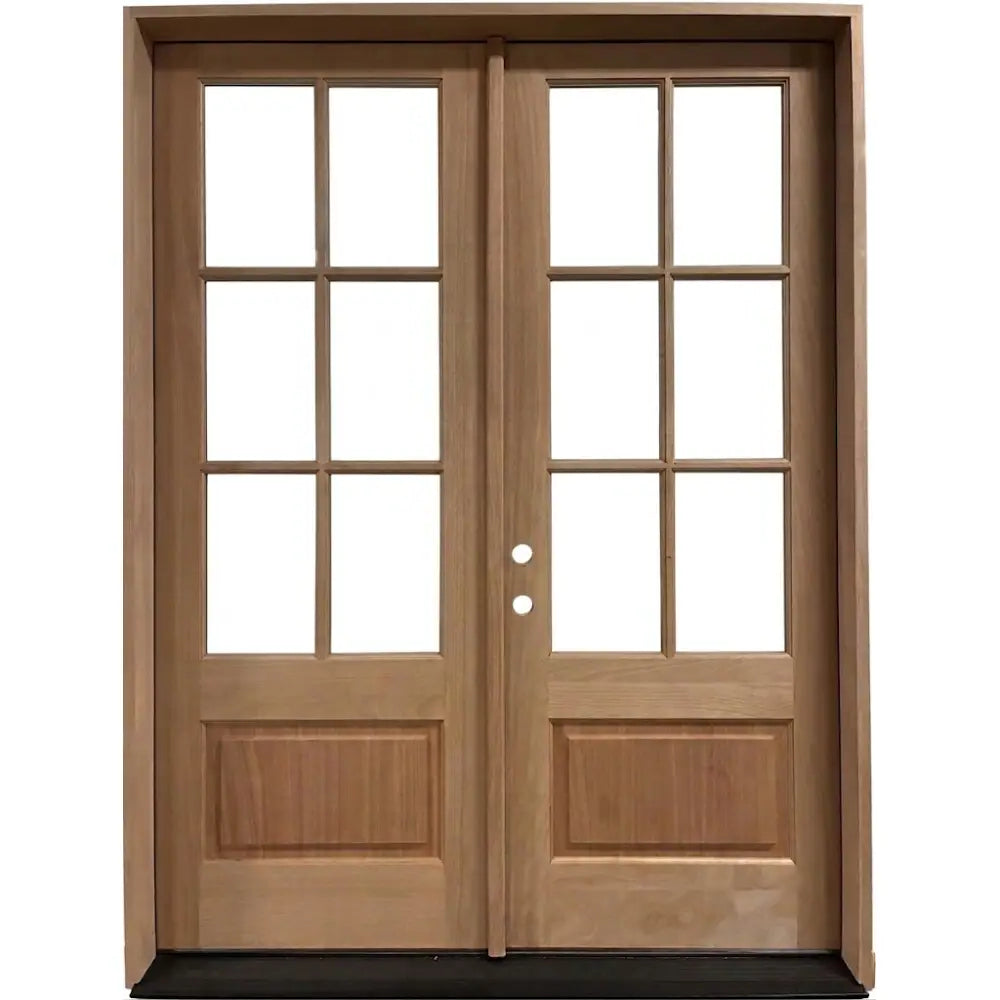 6/0x8/0 Exterior Mahogany Prehung Double Door | 6 Lite Without Moulding