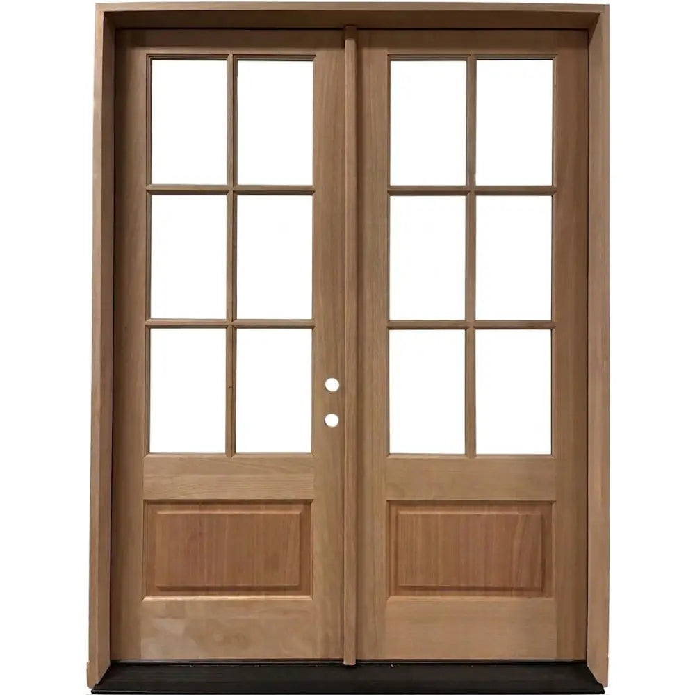 6/0x8/0 Exterior Mahogany Prehung Double Door | 6 Lite Without Moulding