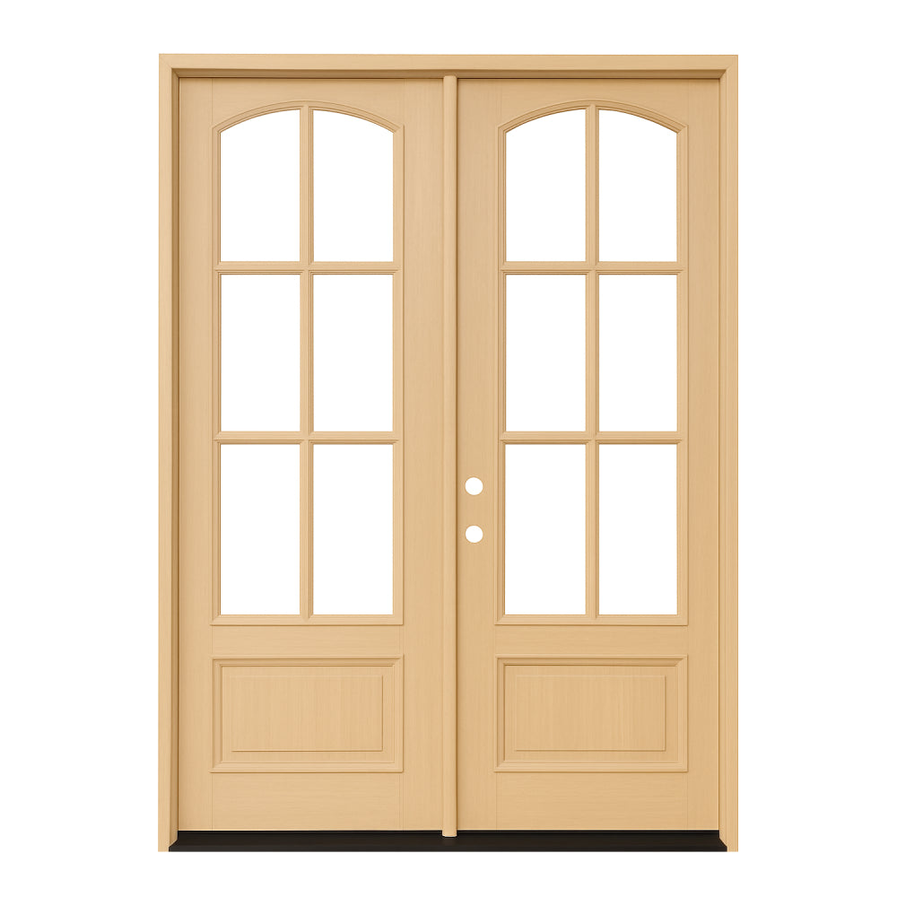 6/0x8/0 Exterior Mahogany Prehung Double Door | Arched 6 Lite