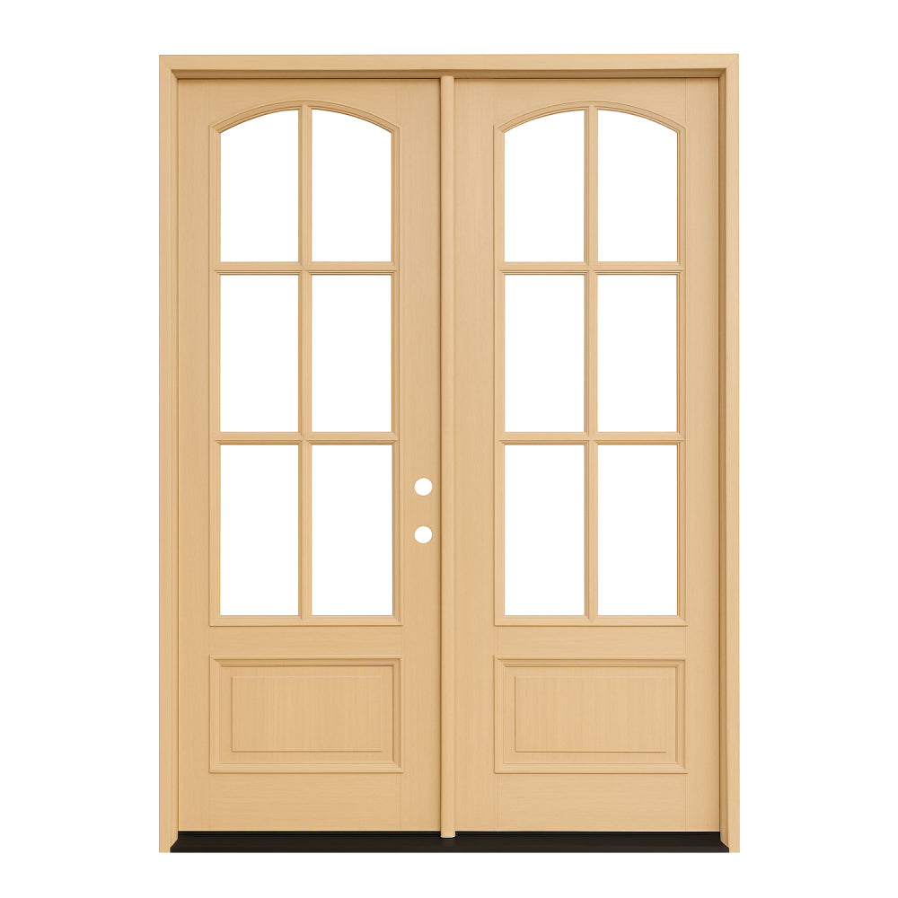 6/0x8/0 Exterior Mahogany Prehung Double Door | Arched 6 Lite