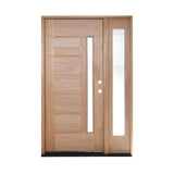 4 ft. 5 in. x 6 ft. 8 in. Exterior Mahogany Door One Line Glass with One Sidelite