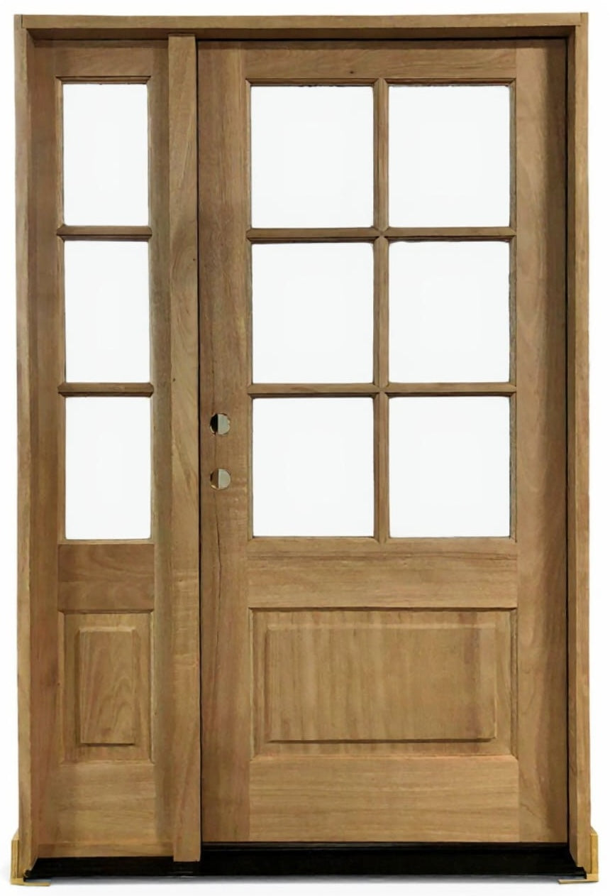 4/5x6/8 Exterior Mahogany Door with 6 Lites Without Trim and One Sidelight
