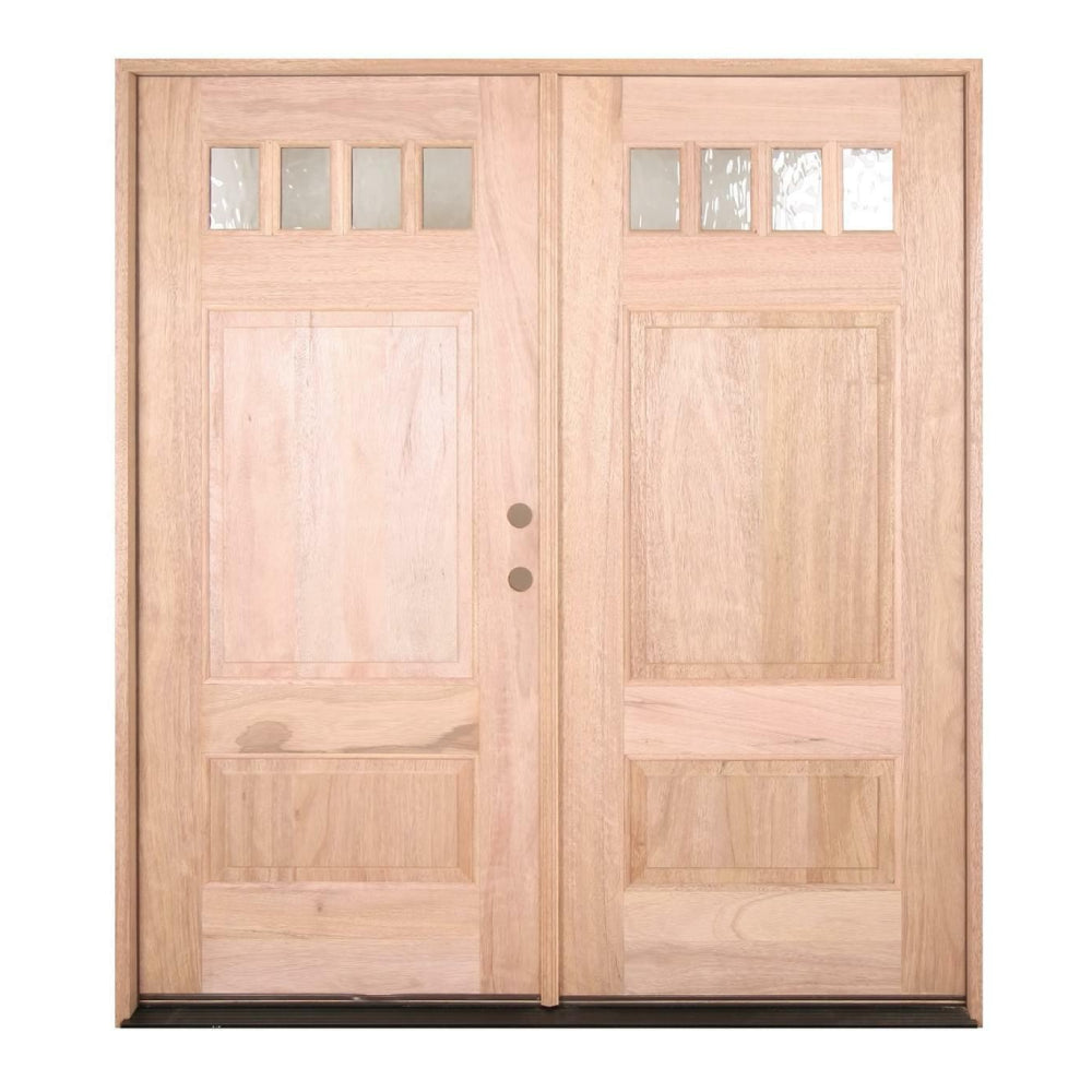 6 ft. x 6 ft. 8 in. Double 4 Lite Craftsman Exterior Mahogany Door