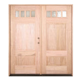 6 ft. x 6 ft. 8 in. Double 4 Lite Craftsman Exterior Mahogany Door