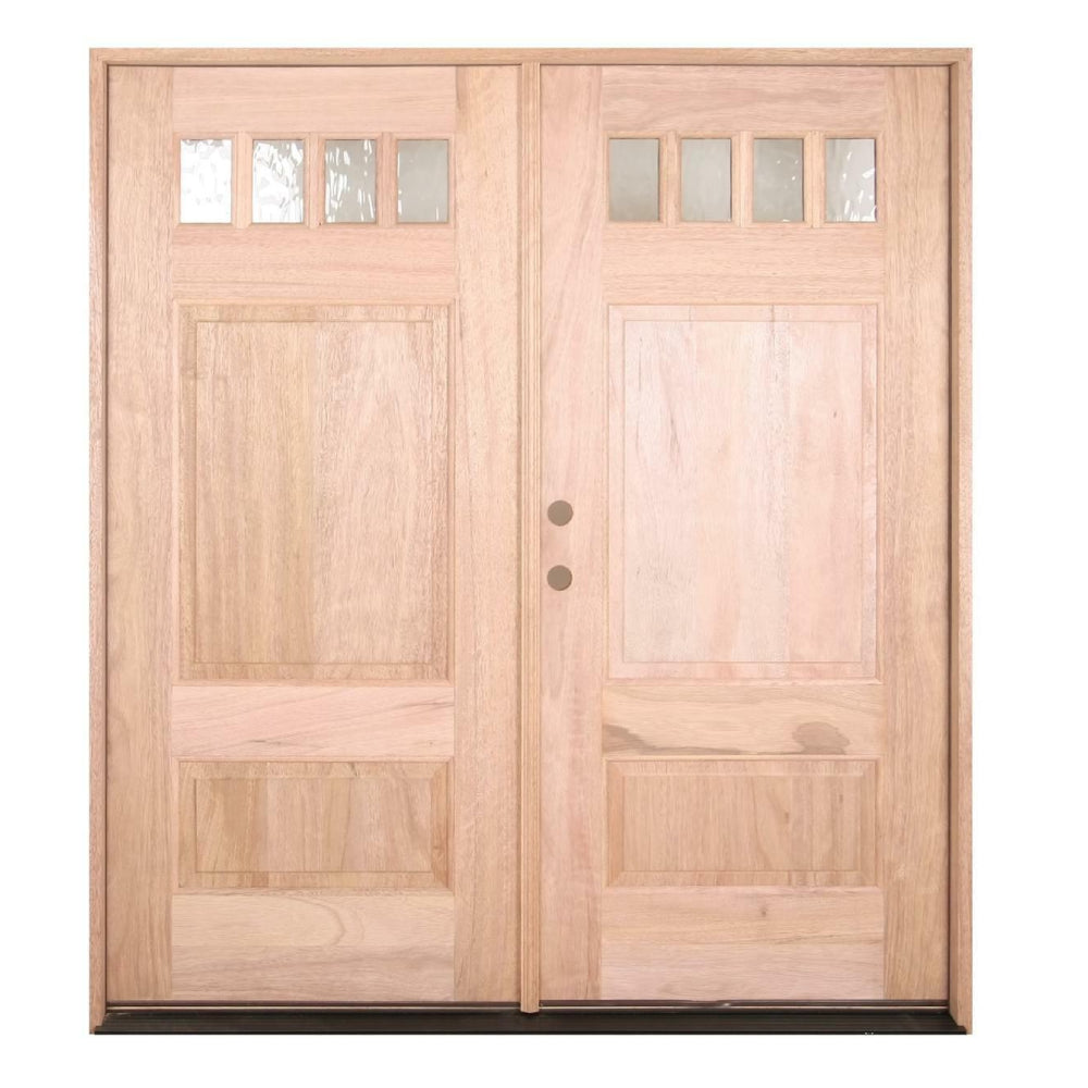 6 ft. x 6 ft. 8 in. Double 4 Lite Craftsman Exterior Mahogany Door