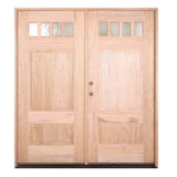 6 ft. x 6 ft. 8 in. Double 4 Lite Craftsman Exterior Mahogany Door
