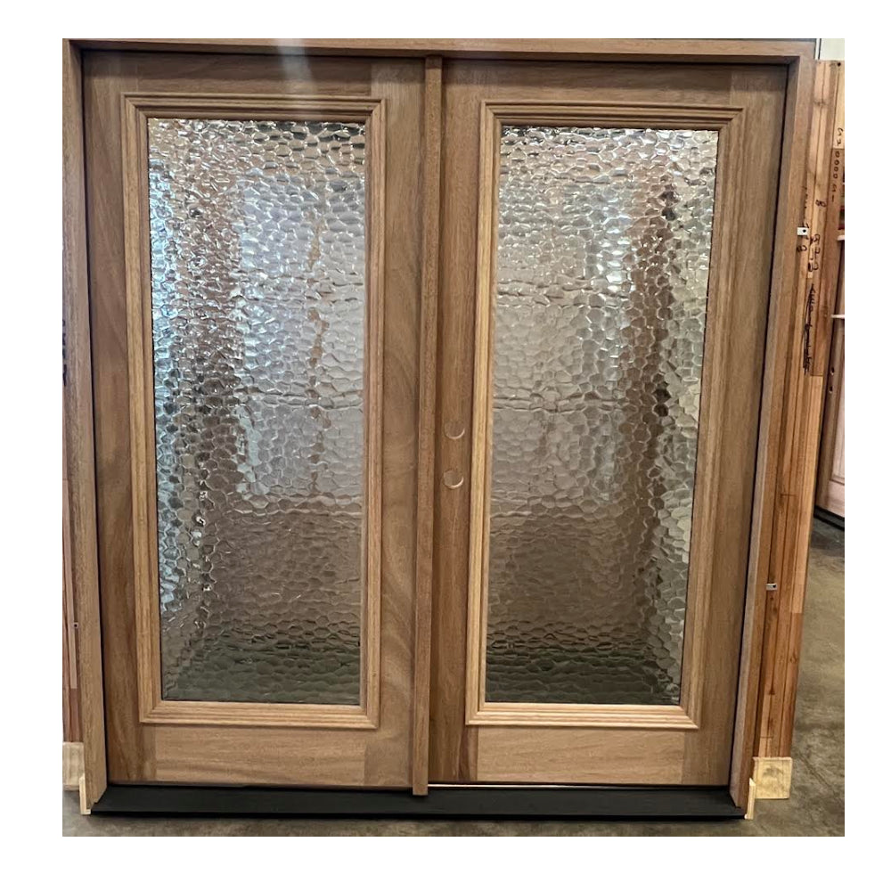 6 ft. x 6 ft. 8 in. Exterior Double Mahogany Full Glass Door