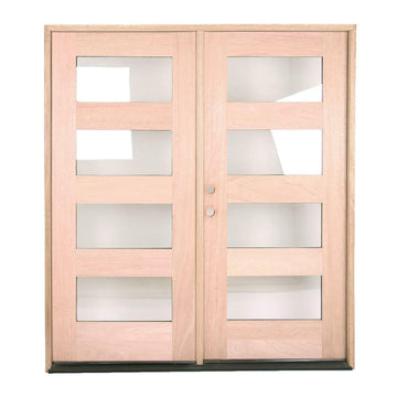 6 ft. x 6 ft. 8 in. Exterior Mahogany Prehung Double 4 Lite Door