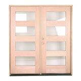 6 ft. x 6 ft. 8 in. Exterior Mahogany Prehung Double 4 Lite Door