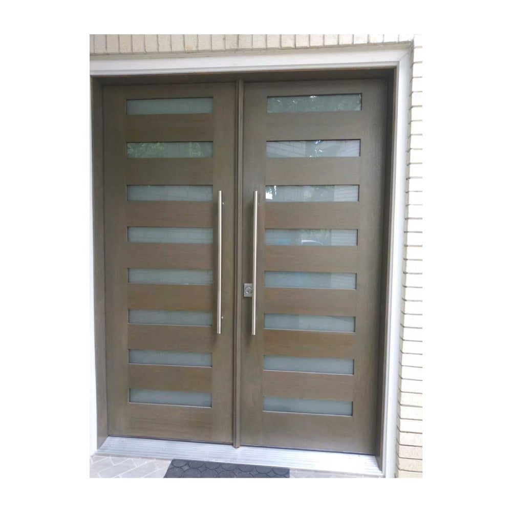 6 ft. x 6 ft. 8 in. Exterior Mahogany Prehung Double Door Modern 8 Lite