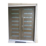 6 ft. x 6 ft. 8 in. Exterior Mahogany Prehung Double Door Modern 8 Lite