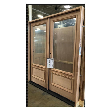 6 ft. x 6 ft. 8 in. Mahogany 3/4 Glass Prehung Exterior Double Door