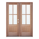 Puerta exterior precolgada clásica de caoba de 4 paneles de 6 pies x 6 pies 8 pulgadas