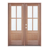 Puerta exterior precolgada clásica de caoba de 4 paneles de 6 pies x 6 pies 8 pulgadas