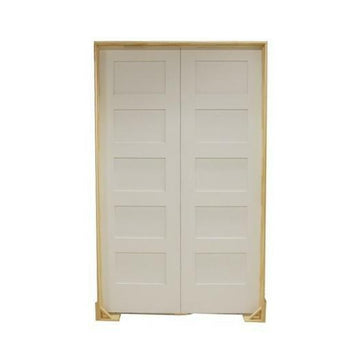 6 ft. x 6 ft. 8 in. Shaker 5-Panel Solid Core Primed MDF Prehung Interior French Door