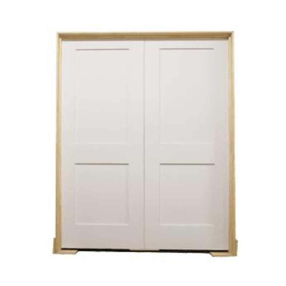 6 ft. x 6 ft. 8 in. White Shaker 2-Panel Solid Core Primed MDF Prehung Interior French Door