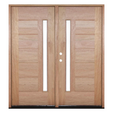 6 ft. x 6ft 8 in Exterior Mahogany Prehung Double Door | Horizontal 1 Line