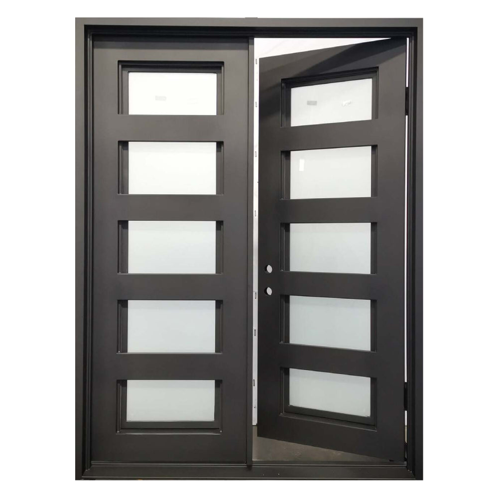6 ft. x 8 ft. Exterior 5 Lite Wrought Iron Prehung Door